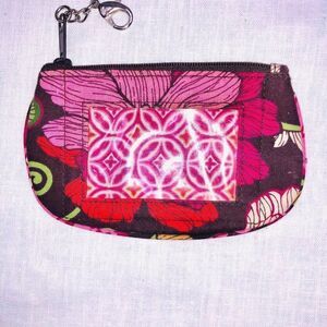 Vera Bradley Womens Pocketbook SM Purple Pink Floral Coin Purse ID Slot Zipper